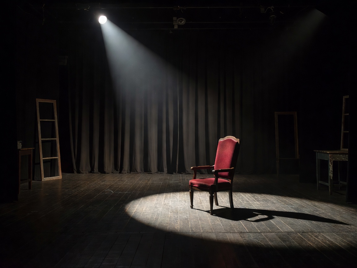 Theatre stage prepared for a dramatic scene